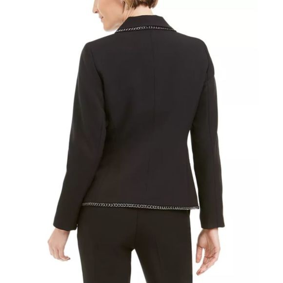 Kasper Woman NWT One Button Shawl Collar Jacket Chain Detail Blazer Blk 22W New - Picture 2 of 10